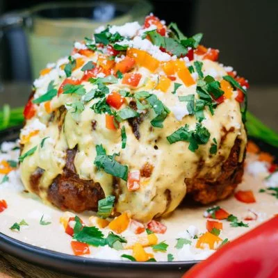 Whole Roasted Cauliflower with Creamy Salsa Dip Vegan Recipe