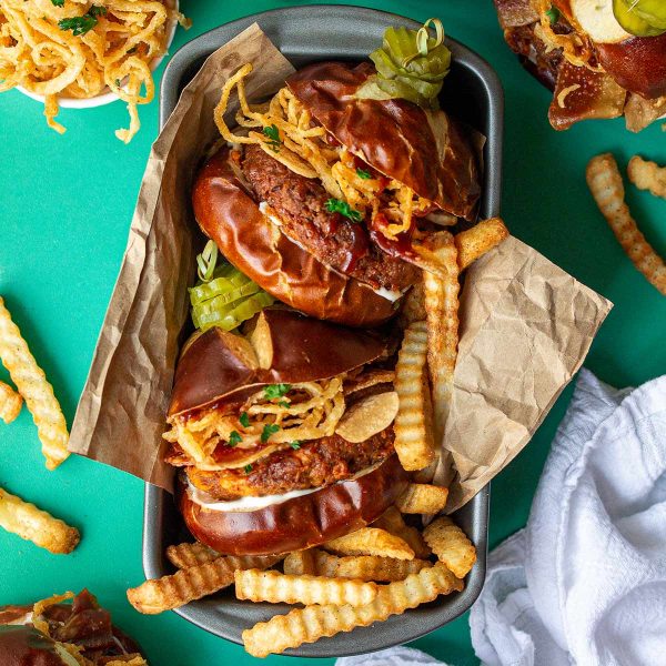 Cheezy Stuffed BBQ Bac’n Western Burgers Vegan Recipe