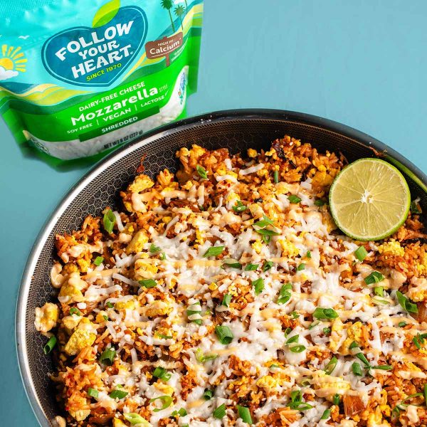 Cheesy Kimchi Fried Rice Vegan Recipe