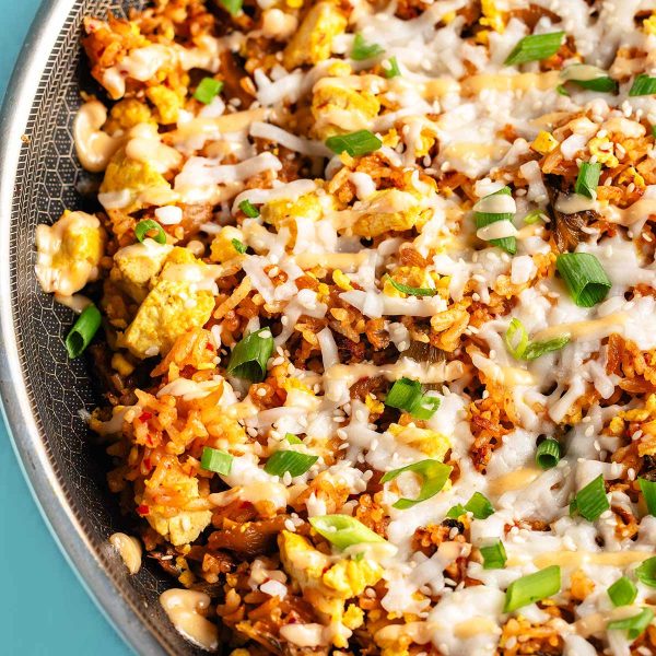 Cheesy Kimchi Fried Rice Vegan Recipe