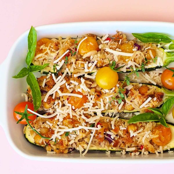 Parmesan Stuffed Zucchini Boats Vegan Recipe