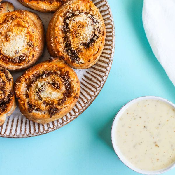 Sausage Pizza Rolls with Beer Cheese Sauce Vegan Recipe