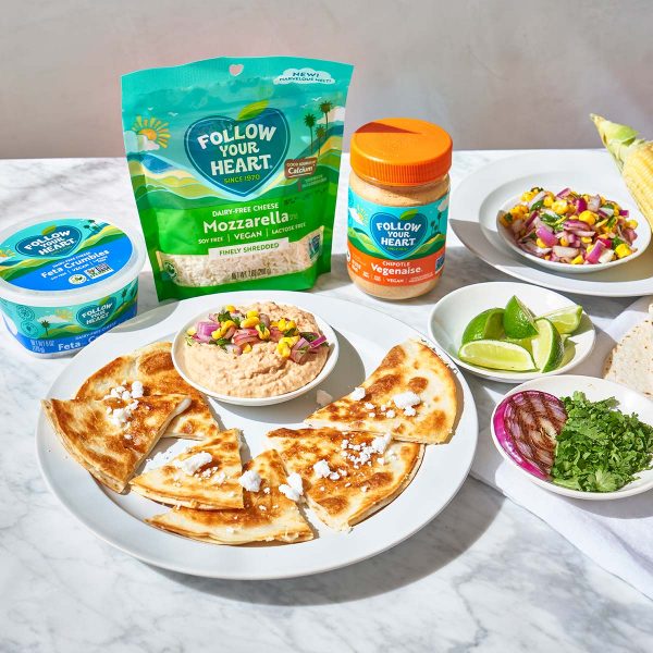 Cheese Quesadillas with Creamy Chipotle Bean Dip Vegan Recipe