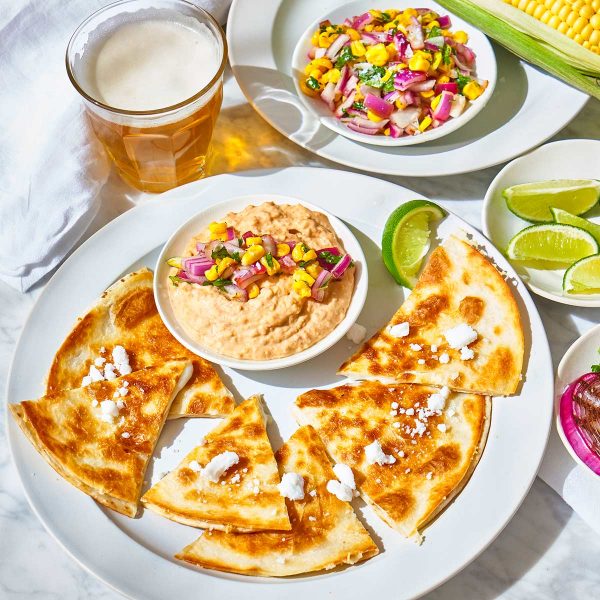 Cheese Quesadillas with Creamy Chipotle Bean Dip Vegan Recipe