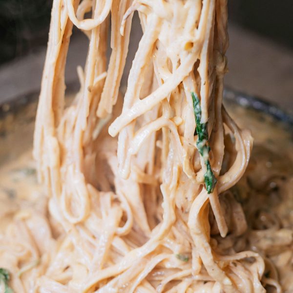 Roasted Artichoke Spinach Spaghetti Vegan Recipe