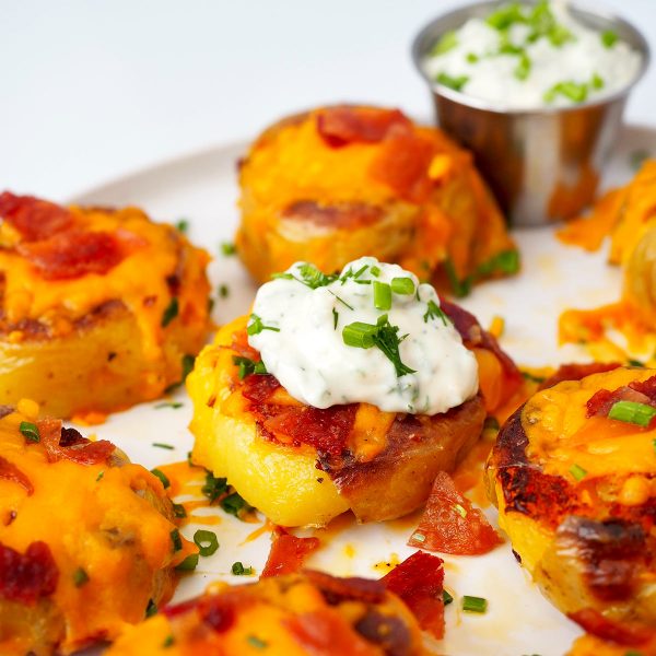 Bacon Cheddar Smashed Potatoes Vegan Recipe