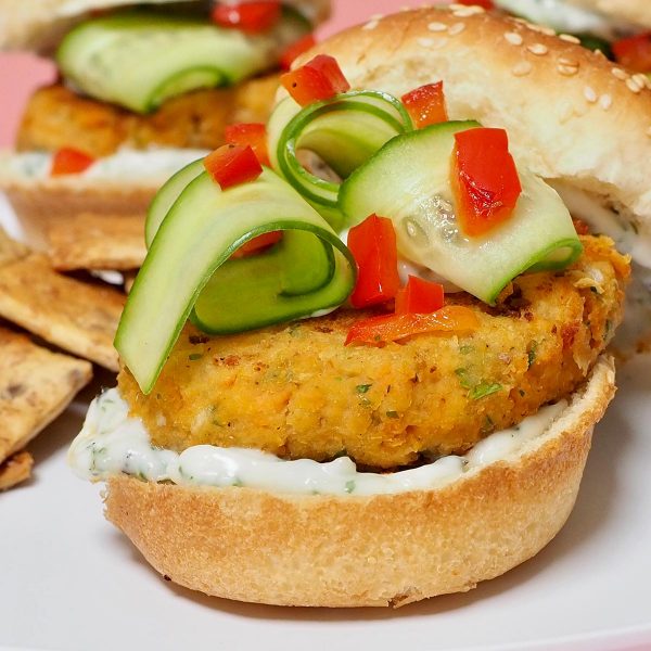 Sweet Potato Falafel Sliders with Creamy Herb Sauce Vegan Recipe