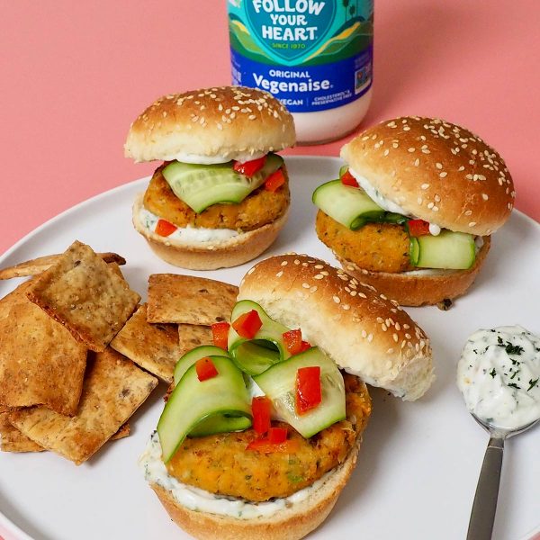 Sweet Potato Falafel Sliders with Creamy Herb Sauce Vegan Recipe