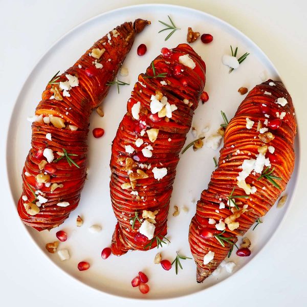 Hasselback Sweet Potatoes Vegan Recipe
