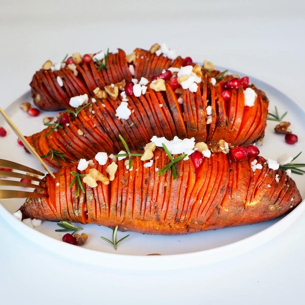 Hasselback Sweet Potatoes Vegan Recipe