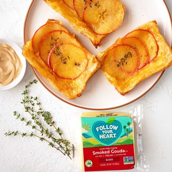 Apple Gouda Upside Down Puff Pastry Vegan Recipe