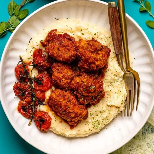 BBQ Cauliflower Wings Mashed Potato Bowl Vegan Recipe